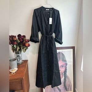 Buck mason Black crotchet lace peasant long dress